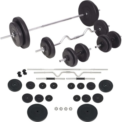 VidaXL Sada činek barbell a dumbbell 90 kg