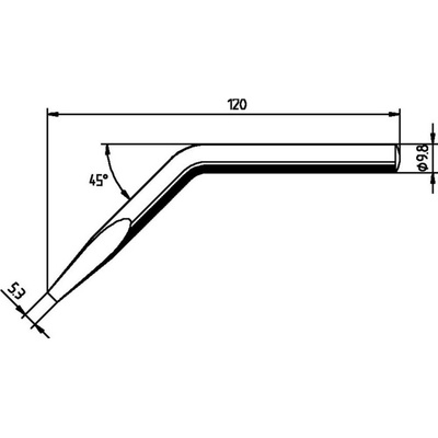 Ersa 0152JD spájkovací hrot dlátová forma, zahnutá Veľkosť hrotov 5.3 mm Dĺžka hrotov 129 mm Obsah 1 ks