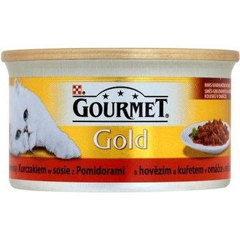 Gourmet Gold hovězí a kuřecí v rajčatové omáčce 85 g