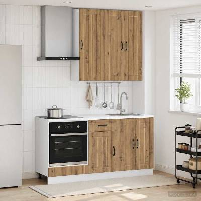 vidaXL Кухненски единица LUCCA 5 pcs Дъб артизан Инженерна дървесина (3438274)