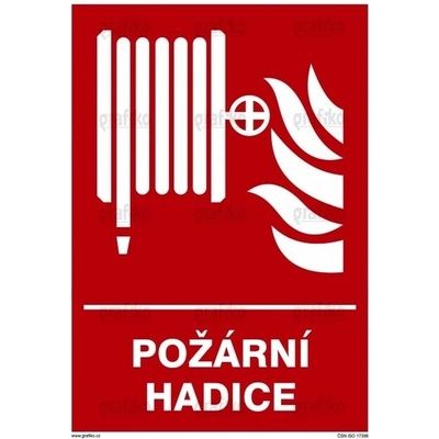 Grafiko | Požární hadice - Text obrázku Požární hadice, Materiál Samolepící PVC folie, Rozměr 148x105mm