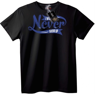 NOONEBRAND Тениска Никога няма да пораснa - 3XL, Black