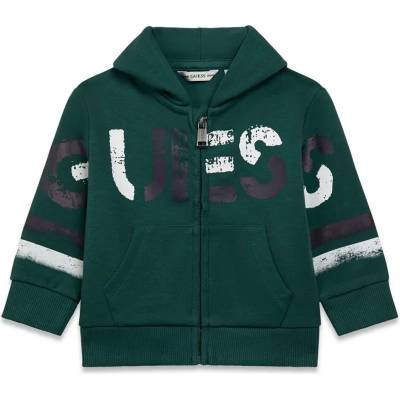 GUESS Тъмно зелен суичър с цип за мини момче Guess