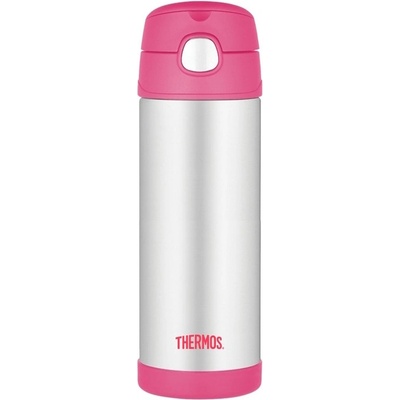 Thermos FUNtainer dětská nerezová termoska s brčkem 470 ml růžová