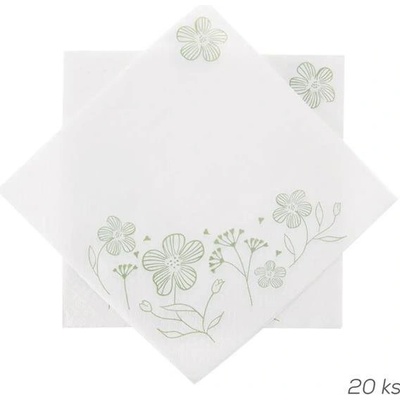 Orion Ubrousek papírový Greenish 20ks Bílá 33x33cm