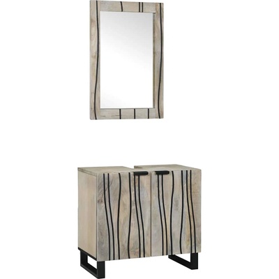 vidaXL Комплект шкафове за баня 2 pcs Бяло Солидно мангово дърво (3310048)