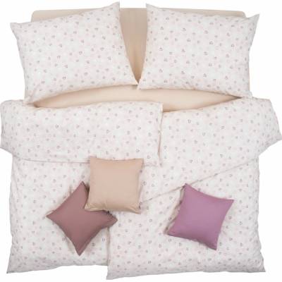 SCANquilt Obliečky KLASIK SOFT srdiečka béžová ružová 140x200 70x90