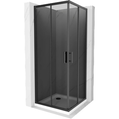 Mexen Rio квадратна душ кабина 80 x 80 см, графит, черна + тава Flat, бяла (860-080-080-70-40-4010B)