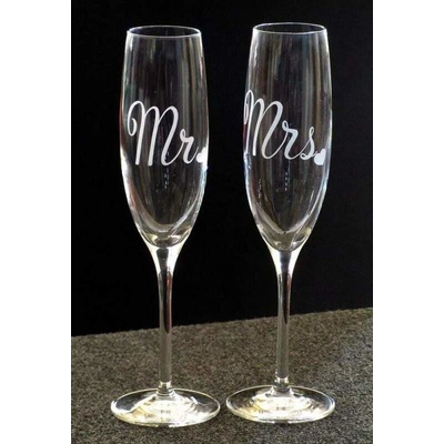 Rytiskla cz svatební skleničky dekor č 055b mr a mrs 170 ml