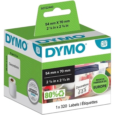 DYMO етикети многофункционални 54 x 70 постоянни бели (320 бр. ) (S0722440)