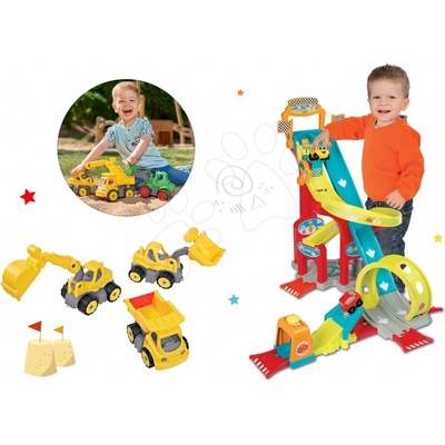 Smoby set skákající autodráha Vroom Planet Mega Jump a nákladní auto s bagrem a nakladačem