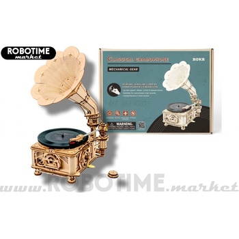 Robotime Rokr Dřevěný Gramofon 3D LKB01 424ks LKB01