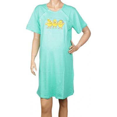 Нощница за кърмене в зелено с пиленца