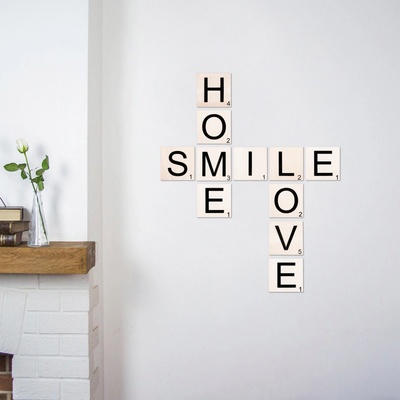 ASIR Nástěnná dekorace dřevo SCRABBLE SMILE 79 x 95 cm