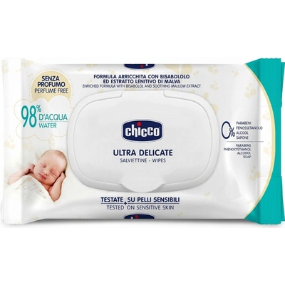 Chicco Salviettine Delicate Ultra Soft & Pure dětské vlhčené ubrousky 60 ks