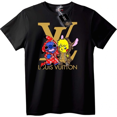 NOONEBRAND Тениска с анимационни герои на LV - 2XL, Black