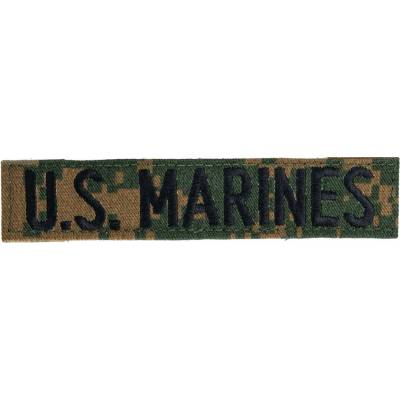 MILITARY RANGE nášivka "U.S MARINES" VELCRO čierna niť MARPAT WOODLAND