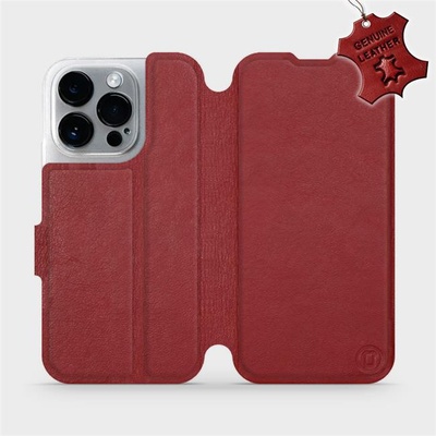 Mobiwear kožené flip Apple iPhone 14 Pro - Tmavě červené