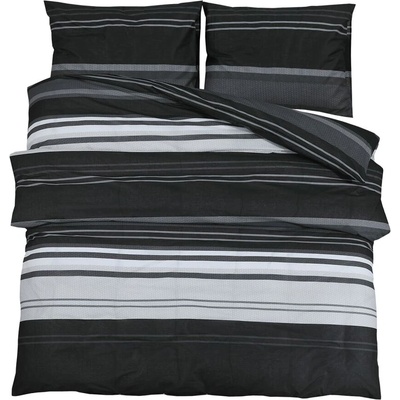 Комплект спално бельо, черно и бяло, 200x200 см, памук