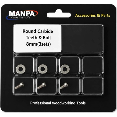 Náhradné zuby do frézovacích kotúčov Manpa Tools, Manpa náhradné zuby 3 ks-KRUHOVÉ náhradné výmenné zuby - 8 mm