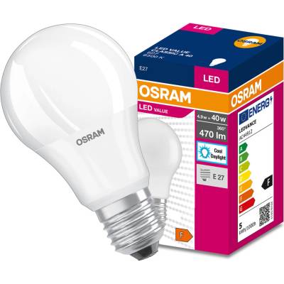 Osram Žiarovka LED FR 040 ean1011 non-dim, 4,9W/865 E27 6500K Value CLASSIC A