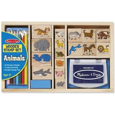 Melissa & Doug - Комплект за печат на животни - Дървени печати