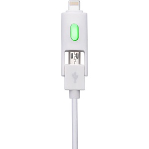 Comma Универсален кабел с Lightning и MicroUSB конектори - Comma Light Dural 2 in 1 Cable (бял)