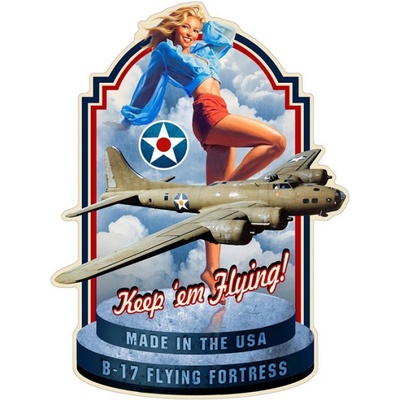 Modrá nástěnná kovová cedule B-17 – 45x1x60 cm