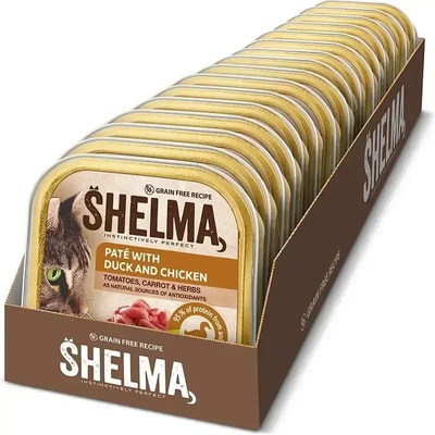 Пастет за котки Shelma Premium с патица и пиле 16 броя