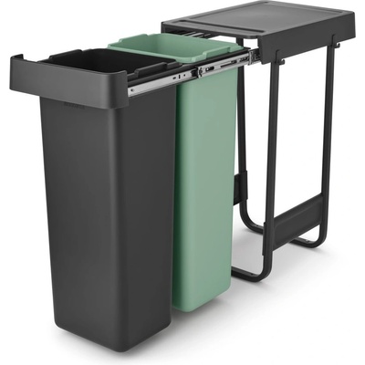 Brabantia Вградено пластмасово кошче за боклук за рециклиране в цвят мента и тъмносиво 60 l Sort&Go - Brabantia (232527)