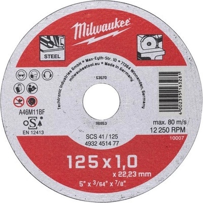 Milwaukee Kotouč na kov 125 x 1 x 22 mm 4932451477