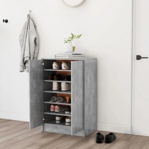 vidaXL Шкаф за обувки, бетонно сив, 60x35x92 см, инженерно дърво (808931)