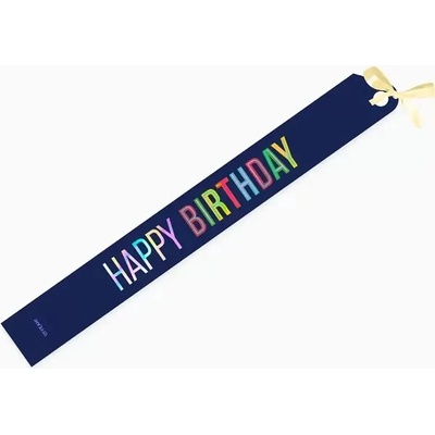 OH YEAH PARTY Narozeninová šerpa Happy Birthday Tmavě modrá 150 × 10 cm