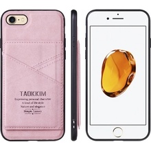 Pouzdro Taokkim z PU kůže s kapsou v retro stylu iPhone 7 Plus / 8 Plus - růžové