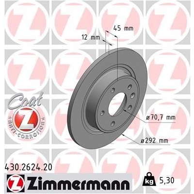 Brzdový kotúč (cena za 1ks) ZIMMERMANN 430.2624.20