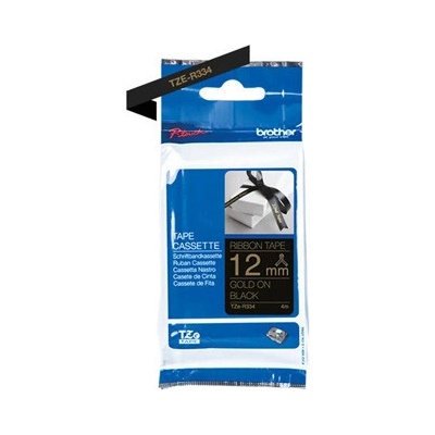 páska BROTHER TZeR334 zlaté písmo, čierna stužková páska Tape (12mm) (TZER334)
