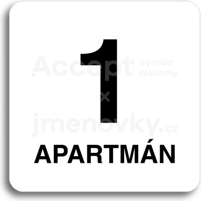 ACCEPT Piktogram 1 apartmán - bílá tabulka - černý tisk bez rámečku