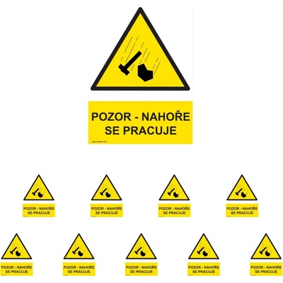 Walteco Pozor - Nahoře se pracuje 210x297mm, formát A4, plastová tabulka Množství: 10 ks , 20049BP2