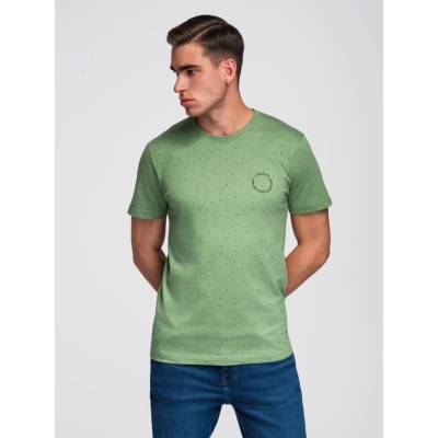 Ombre printed cotton t-shirt with round neckline green