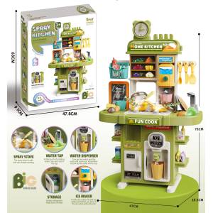 Babyhome Голяма детска кухня със пара, вода и светлини Home Kitchen - 50 части