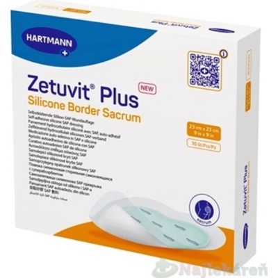 Zetuvit Plus Silicone Border Sacrum kompres sterilný 23 x 23 cm 10 ks