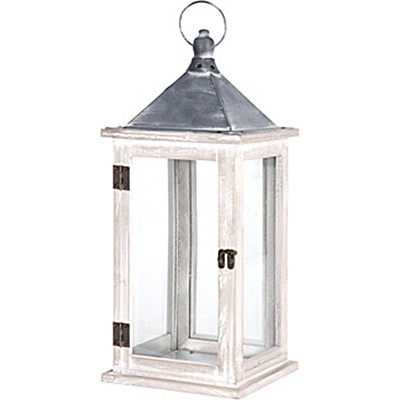 Svietnik drevo 41 cm biely mix lampáš dekorácia