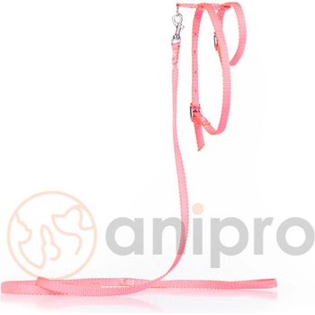 Miazoo Миазоо - Повод с нагръдник за котка от изкуствена лента - 10 мм розов