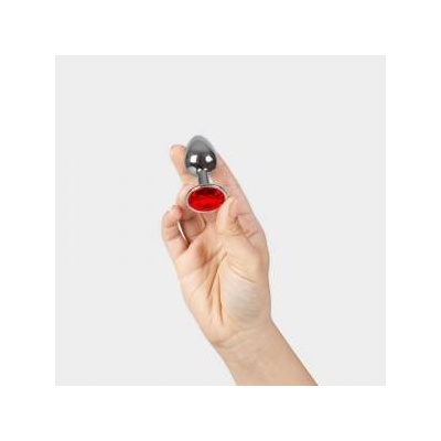 Secret Play Metal Intimate Plug Red S - Aluminum, Diamond Accent, 7.5 cm