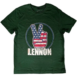 John Lennon Peace Fingers US Flag Green M Риза (JLTS04MGR02)