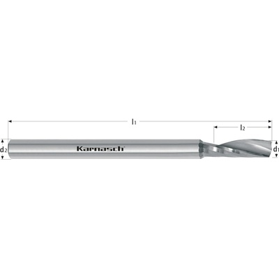 Karnasch 291652050022006050 | Tvrdokovová jednozubá fréza na hotovo, pravotočivá špirála 5,0x22,0-50x6 mm