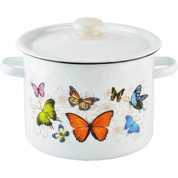 idilia 16 см емайлирана тенджера с метален капак idilia разцветка Пеперуда