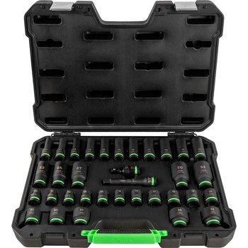 JGM Комплект ударни вложки на база 1/2, 10-32 мм, къси и дълги, 34 броя, удължение и каре, jbm 55016