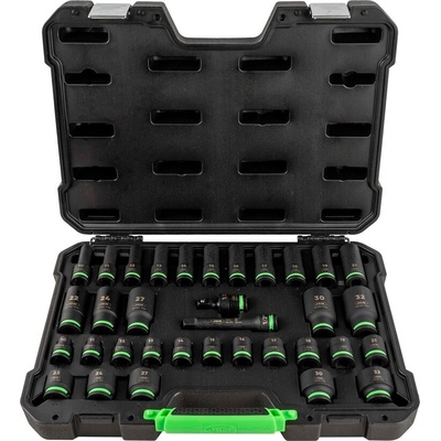 JGM Комплект ударни вложки на база 1/2, 10-32 мм, къси и дълги, 34 броя, удължение и каре, jbm 55016