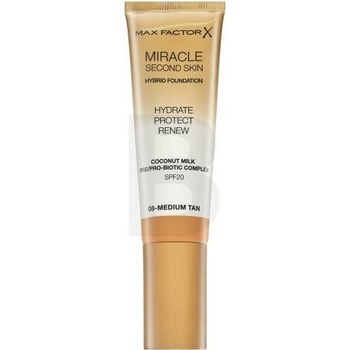 Max Factor Miracle Second Skin hydratační krémový make-up SPF20 08 Medium Tan 30 ml